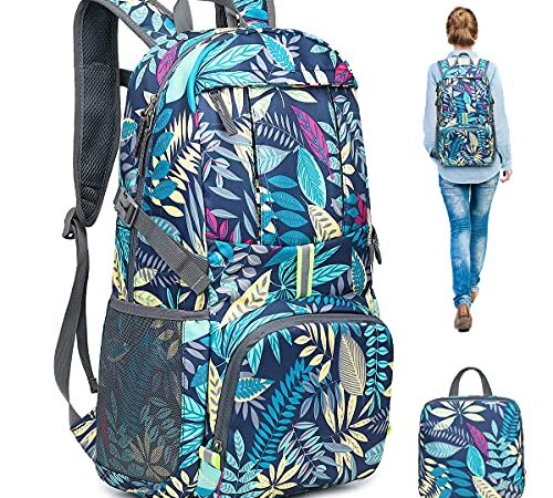 Luckits Sac à dos compressible 35L Sac à dos pliable ultra léger pour hommes Femmes Sac à dos de randonnée résistant à l'eau Sac à dos de marche à conception réfléchissante sûre pour le camping