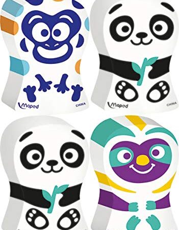 Maped Ergo Fun Lot de 2 gommes blanches avec forme Ergonomique et motif Fun - Motifs Animaux Aléatoire 119002 Multicolore