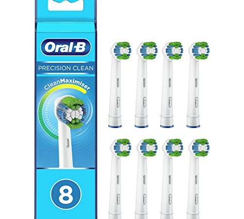 Oral-B Precision Clean, Brossettes De Rechange, Embout, Pack de 8 Pour Brosse À Dents Électrique Format Spécial Boîte Aux Lettres, Blanc