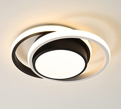 Osairous LED Plafonnier Moderne, Lampe de Plafond 21W 2 Anneaux, Plafonnier en métal Acrylique Blanc pour Salon, Chambre à Coucher, étude 3500K