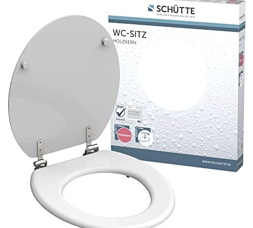 Schütte White 84000, Abattant Noyau en Bois, Compatible avec la majorité des cuvettes WC, Blanc