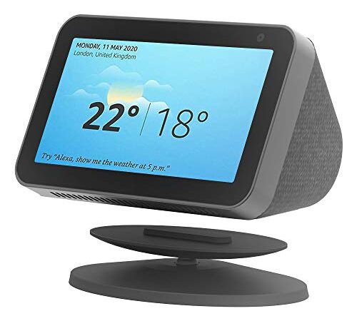 Support magnétique réglable pour Echo Show 8 et Echo Show 5, rotation à 360 degrés, support de table pour haut-parleurs Amazon Alexa – antidérapant (noir)