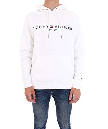 Tommy Hilfiger Tommy Logo Hoody Sweat-Shirt, Blanc (Snow White 118), Medium Homme