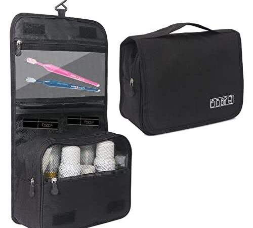 Toplive Trousse de Toilette, Trousse de Toilette Grande Capacité pour Homme et Femme, Imperméable Et Portable, 24 x 15 x 16 cm, Noir