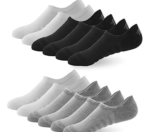 Budermmy Lot de 6 ou 10 paires Chaussettes Basses pour Femmes Hommes Invisible Socquettes Antiglisse de Sport en Coton (Mixte 6 paires, 36-39)