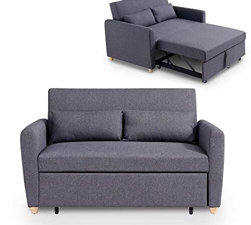 Canapé Convertible scandinave en Tissu Gris foncé Kalaya