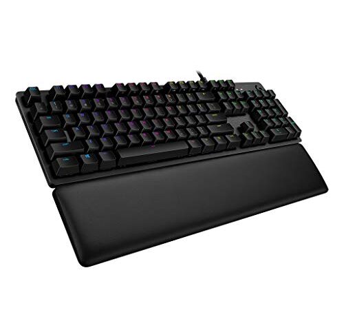 Logitech G513 Clavier Gaming Mécanique avec Repose-Poignets, Eclairage RVB LIGHTSYNC, Tactile Switchs GX Brown, Alliage Aluminium 5052, Personnalisable, Relais USB, Clavier Français AZERTY - Noir