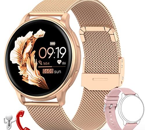 Montre Connectée Femme 2022 avec Appel/Numérotation Bluetooth 5.1 Smartwatch Sport IP68 avec Lecteur de Musique Fonction Féminine Podomètre Fréquence Cardiaque Bracelet Intelligent pour Android iOS