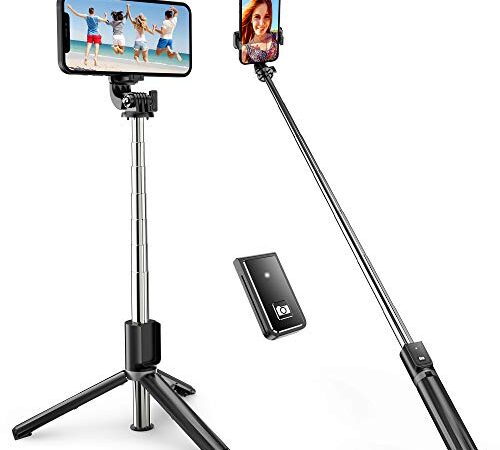 ATUMTEK Perche Selfie Trépied, 40'' Perché à Selfie Bluetooth Bâton de Selfie Monopode Réglable Télécommande sans Fil pour iPhone 12/11/11 Pro/X/XS/8/7 Plus, Samsung, Huawei et Smatphones Android