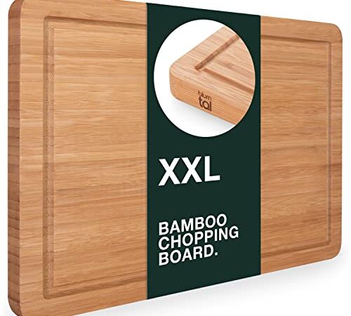 Blumtal - Planche A Decouper Bois Bambou - Planche à Découper Avec Rainure À Jus - Accessoire Cuisine - Grande Taille (45x30cm)