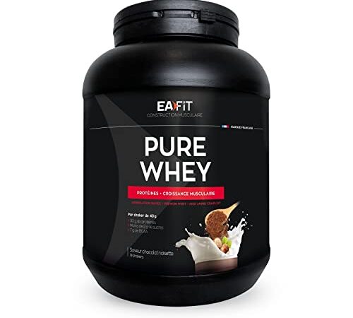 EAFIT Pure Whey - Chocolat Noisette 750g - Croissance Musculaire - Protéines de Whey - Assimilation Rapide - Acides Aminés et des Enzymes Digestives - Complexe High Amino - Certifié Anti-Dopage