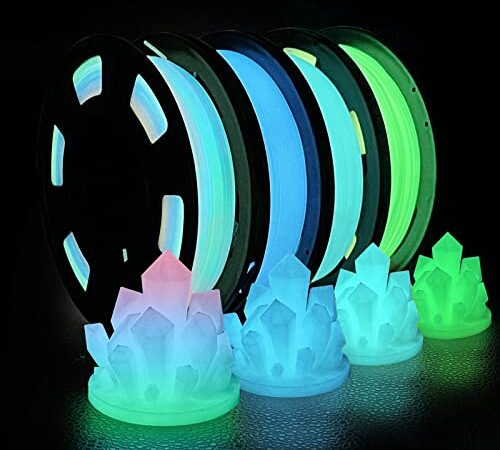 iSANMATE Filament PLA 1.75 empaqueter, Filament Imprimante 3D PLA Glow in the Dark Filament multicolore, bleu, vert, bleu clair, Dimensionnelle +/- 0.03 mm, 250gX4 Spool