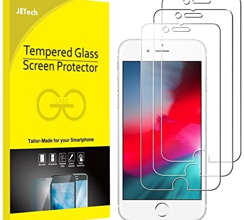 JETech Film de Protection d’Écran pour iPhone SE 3/2 (modèle 2022/2020), iPhone 8, iPhone 7, iPhone 6s, iPhone 6 en Verre Trempé, Lot de 3
