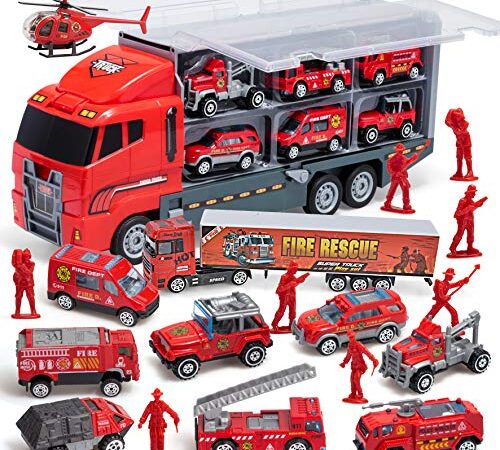 JOYIN 10 en 1 Moulé sous Pression Véhicule de Pompiers Mini Sauvetage Camion de Pompiers d'urgence de Secours Situé dans Camion Porteur