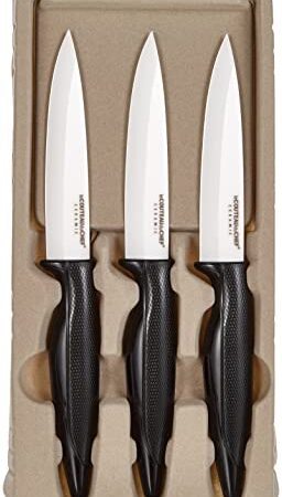 Le Couteau du Chef, Tarrerias Bonjean 441780 Set de 3 Couteaux à Steak Lames céramiques 10  cm manche ergonomique Soft Touch