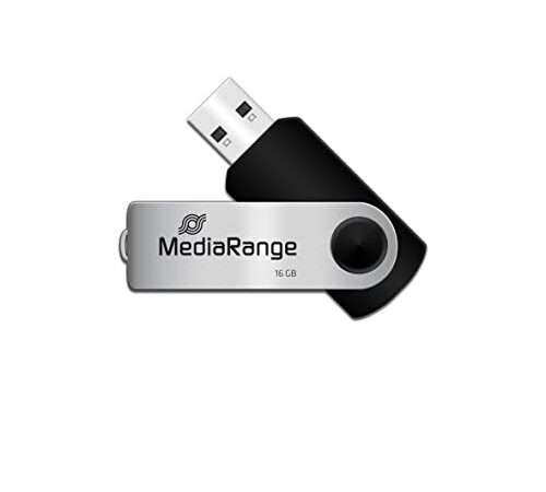 MediaRange Clé USB 16 Go Argenté MR910 Noir