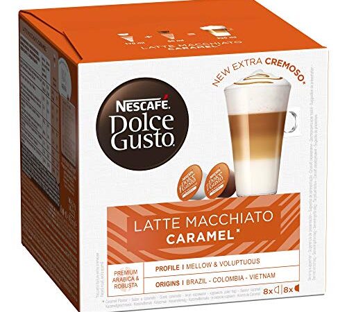 Nescafé Dolce Gusto Latte Macchiato Caramel - Café Gourmand - 96 Capsules (Pack de 6 boîtes x 16)