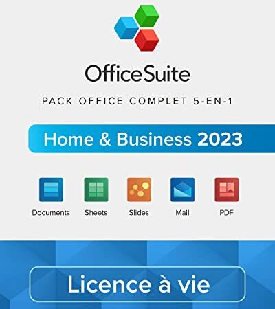 OfficeSuite Home & Business 2023 – Licence à vie – Documents, Sheets, Slides, PDF, Mail & Calendar pour 1 PC Windows