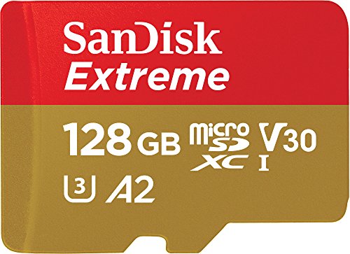 SanDisk Extreme Carte Mémoire MicroSDXC 128 Go + Adaptateur SD avec Performances Applicatives A2 Jusqu'à 190 Mo/s, Classe 10, U3, V30
