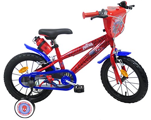 Vélo 14" garçon licence Spiderman - 2 freins avec porte-bidon + bidon arrière