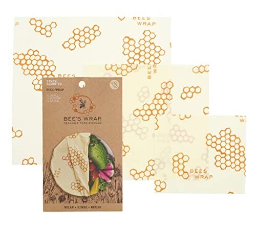 Bee's Wrap Lot de 3 emballages Alimentaires Tailles Assorties Beige