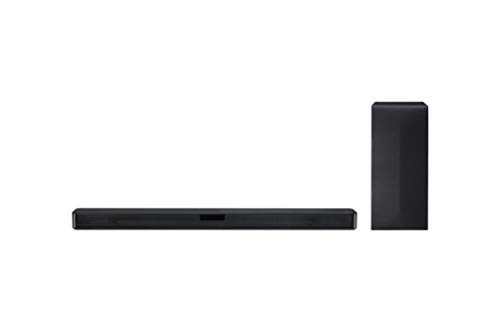 LG SN4 Barre de son TV Bluetooth 300 W 2.1 avec Caisson de Basses sans fil, Technologie DTS Virtual : X, Dolby Digital, AI Sound Pro, Entrée Optique, USB, HDMI, Noir