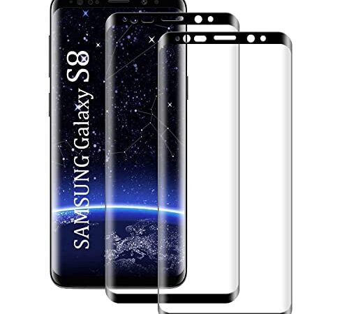 [2 Pièces] Verre Trempé pour Samsung Galaxy S8, [3D Couverture Complète] [Dureté 9H] [Anti-Scratch] [sans Bulles] [Haut Définition] Protection d’Ecran pour Samsung Galaxy S8
