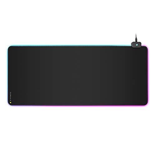 Corsair MM700C RGB Extended Tapis de Gaming (RGB dynamique sur trois zones, Conception base en caoutchouc, Hub doté de deux ports USB, Douze profils d’éclairage RGB intégrés) Noir