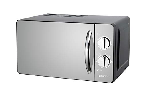 Grunkel MW-20ESP Micro-ondes de 20 l avec finition miroir et 6 niveaux de puissance. Fonction décongélation et minuterie jusqu'à 30 minutes - 700 W - Noir miroir