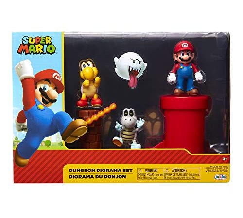 Jakks Pacific Brothers Super Mario-Set de Figurines Diorama du Donjon Multicolore 85989-4L 6 cm