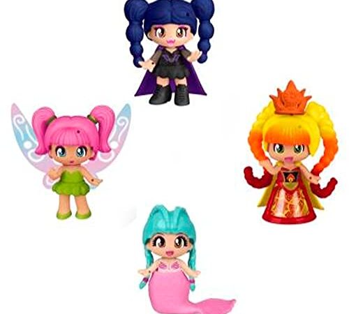 Pinypon - Pack de 4 Figurines Fantaisie | Une Princesse, Une fée, Un Vampire et Une sirène - pour Les Filles et Les garçons de Plus de 4 Ans, Encourage la créativité des Enfants