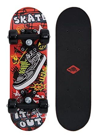 Schildkröt Mini-Skateboard 17", Planche en Bois 43 x 13 cm, Roues en Plastique 50 x 30 mm, Design : Skate It Out, 510610