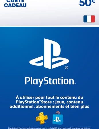 Sony PlayStation Store, Carte Cadeau PSN, Valeur 50 EUR, Compte Français, Code de Téléchargement (PS5/PS4/PS3/PS Vita)