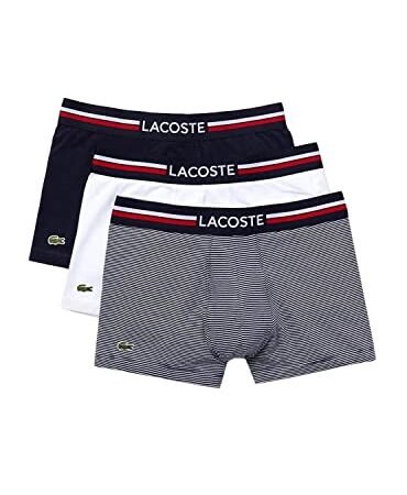 Lacoste Boxer Homme - Lot de 3 , Marine/Blanc, M