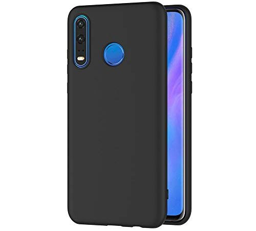 AICEK Coque Huawei P30 Lite, Noir Silicone Coque pour Huawei P30 Lite Housse Huawei P30 Lite Noir Silicone Etui Case (6,15 Pouces)