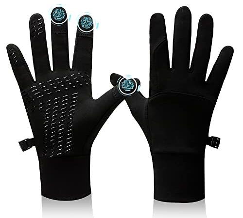 BLUEVER Gants de Course, écran Tactile Coupe-Vent Antidérapant Gants Chauds Doublures pour Cyclisme vélo Conduite Sportive pour Hommes Femmes (L)