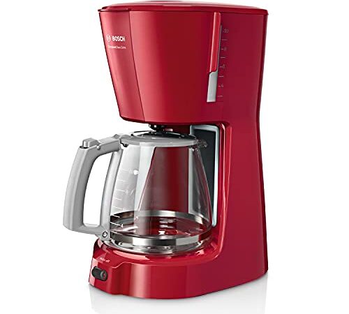 Bosch TKA3A034 Cafetière Filtre 1100 W, 1,25 L, Gris/Rouge