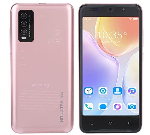 ciciglow Smartphone Double Sim, pour Android 6 écran HD 5,0 Pouces Téléphone Portable Débloqué 2 Go + 32 Go Téléphone de Reconnaissance Faciale avec Caméra HD Avant et Arrière Y30S(Rose Rouge)