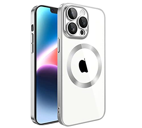 Coque Magnétique pour iPhone 11 Pro Max, Compatible avec MagSafe, Protection Militaire, Résistante aux Rayures, Résistante aux chocs, Coque Mince et Transparente pour iPhone 11 Pro Max, Argent