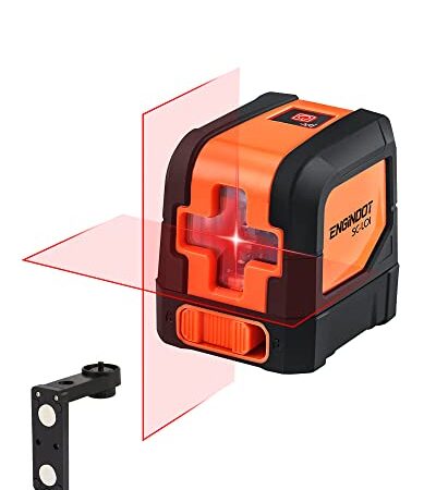 ENGiNDOT Niveau Laser Rouge, Ligne Laser Croisé Auto-Nivelante, 2 modes, rotation à 360° et IP54, 15M, avec support Magnétique Pivotante, étui de Protection et 2 piles AA