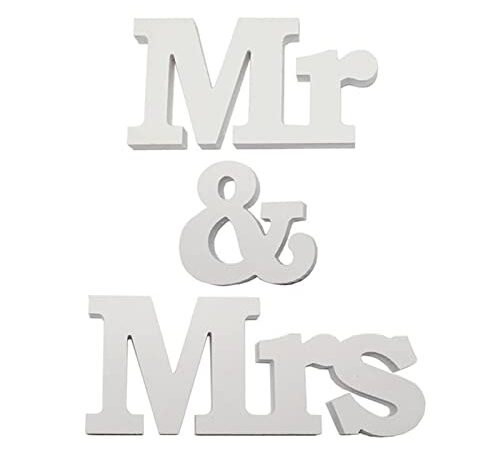 EQLEF Décoration de Mariage Mr & Mrs Lettre en Bois Lettres Mr et Mrs Decoration Mariage Table Mr Mrs Deco Maison Cadeau Mariage-1 Ensemble (Type 1)