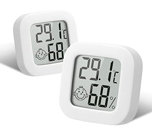 flintronic Thermomètre Hygrometre Intérieur, 2PCS Mini Thermomètre Hygromètre Digital à Haute Précision, Moniteur de Température et Humidimètre Indicateur du Niveau de Confort pour Maison, Bureau