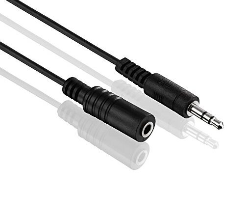 HDSupply AC015-025 câble d'extension audio stéréo fiche 3,5 mm vers prise 3,5 mm, design ultra mince, 2,50 m, noir