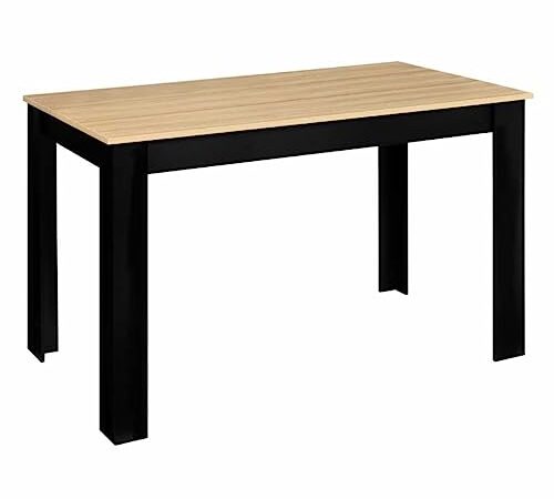 IDMarket - Table à Manger ROZY 4 Personnes Noire Plateau façon hêtre 110 cm