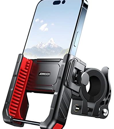 joyroom Support Telephone Moto, [Absorption Chocs Antidérapante] Support Téléphone Vélo du Guidon [1s Verrouillage et Libère] Universel Porte Telephone Moto pour iPhone, Samsung 4,7" -7" Smartphone