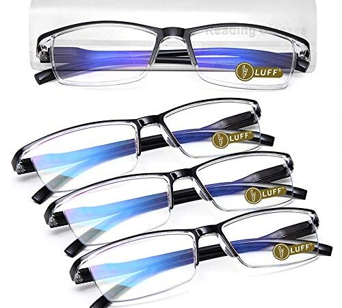 LUFF 4 paires de lunettes de lecture anti-rayons bleus Lecteurs ultra-légers portables(2.0X)