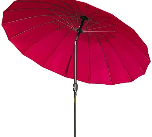 Outsunny Parasol inclinable rond avec manivelle métal fibre de verre Ø 2,5m polyester haute densité rouge vineux