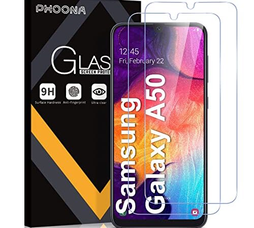 Phoona Verre Trempé pour Samsung Galaxy A50/ A50S/ A30S, 2 Pièces Film Protection écran - Anti Rayures - sans Bulles d'air -Ultra Résistant Dureté 9H Glass