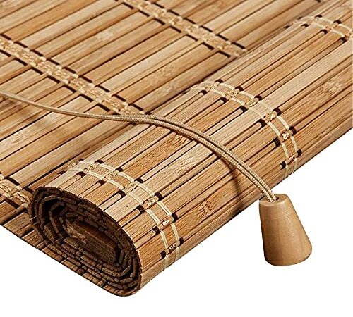 Stores à Enroulement en Bambou Rétro,Naturel Respirant Rideau en Bambou,Store Venitien Bois,Store Fenetre Occultant,Rouleaux Romains pour Balcon/Jardin/Intérieur/Extérieur (80x120cm/32x47in)